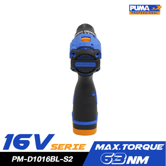 สว่านกระแทกไร้สาย PUMA 10mm 16V พร้อมแบตเตอรี่และแท่นชาร์จ PM-D1016BL-S2