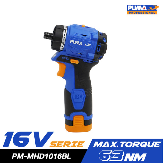 สว่านไขควงไร้สาย 5in1 PUMA 10mm 16V พร้อมแบตเตอรี่และแท่นชาร์จ PM-MHD1016BL