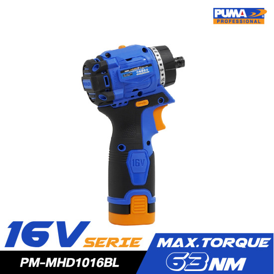 สว่านไขควงไร้สาย 5in1 PUMA 10mm 16V พร้อมแบตเตอรี่และแท่นชาร์จ PM-MHD1016BL