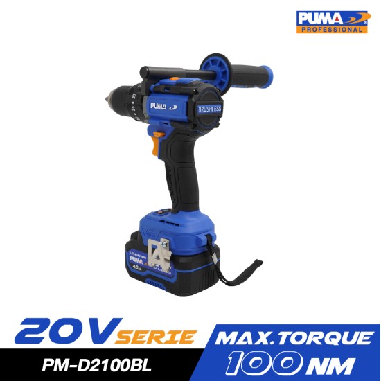 สว่านกระแทกไร้สาย ไร้แปรงถ่าน 20V PUMA PM-D2100BL พร้อมแบตและแท่นชาร์จ