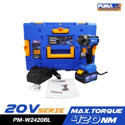 บล็อกกระแทกไร้สาย ไร้แปรงถ่าน 20V PUMA PM-W2420BL พร้อมแบตและแท่นชาร์จ