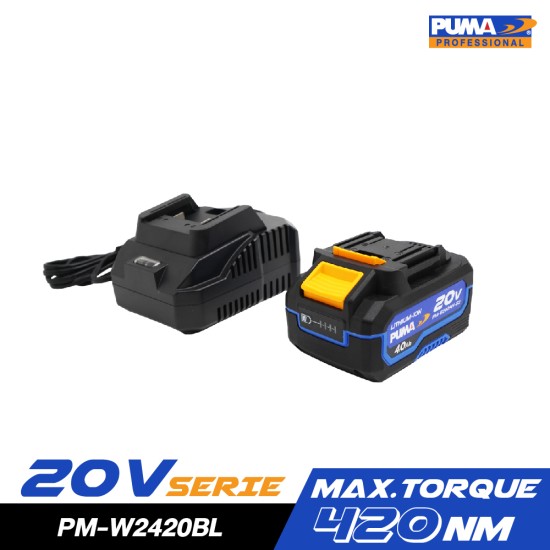 บล็อกกระแทกไร้สาย ไร้แปรงถ่าน 20V PUMA PM-W2420BL พร้อมแบตและแท่นชาร์จ