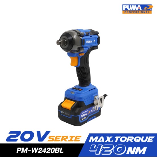บล็อกกระแทกไร้สาย ไร้แปรงถ่าน 20V PUMA PM-W2420BL พร้อมแบตและแท่นชาร์จ