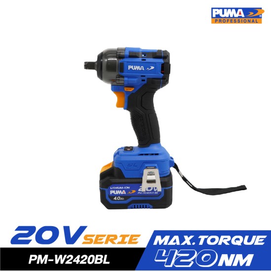 บล็อกกระแทกไร้สาย ไร้แปรงถ่าน 20V PUMA PM-W2420BL พร้อมแบตและแท่นชาร์จ