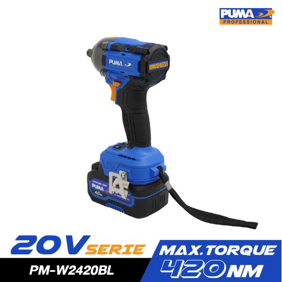 บล็อกกระแทกไร้สาย ไร้แปรงถ่าน 20V PUMA PM-W2420BL พร้อมแบตและแท่นชาร์จ